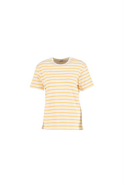 Ekru-Sarı Çizgi Desenli T-ShirtST070S71289001
