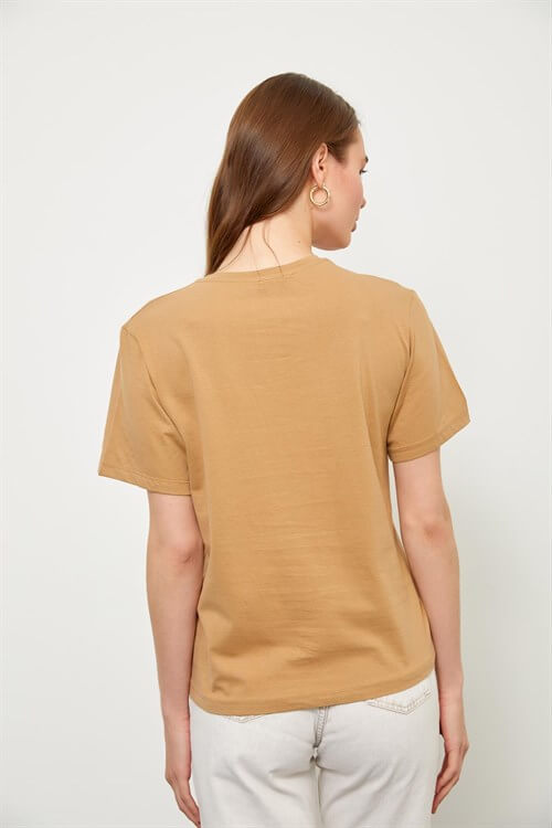 Kahverengi Kısa Kol Baskılı T-ShirtST060S71227001