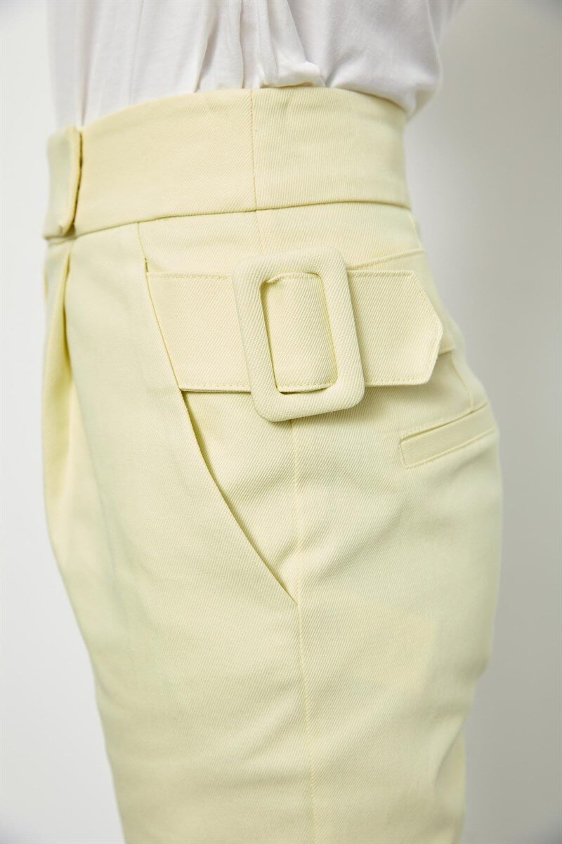 Limon Sarı Cepli Kumaş Pantolon