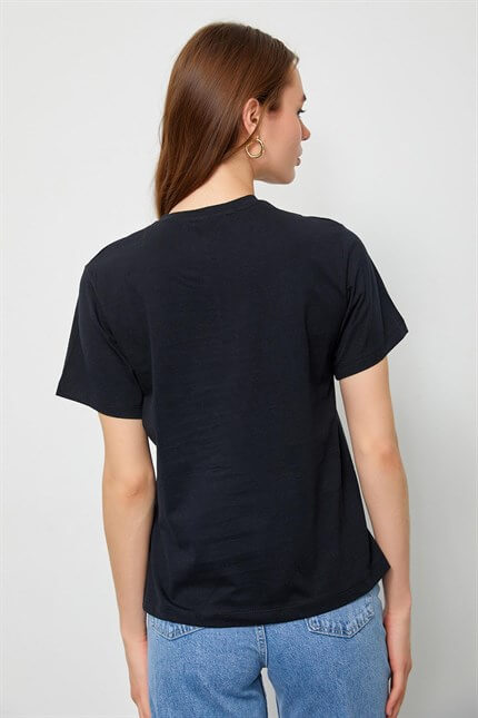 Siyah Baskılı Kısa Kol T-ShirtST060S71190021