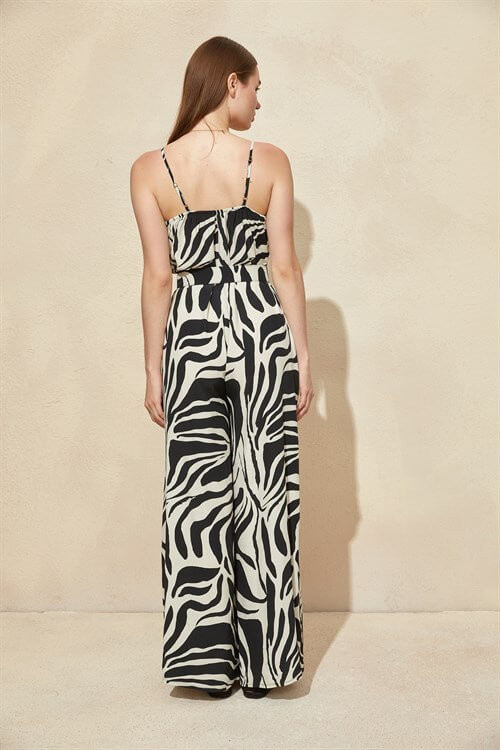 Siyah-Beyaz Zebra Desen Kemerli TulumST060S28155001