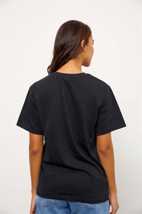 Siyah Kısa Kol Baskılı T-ShirtST060S71241001