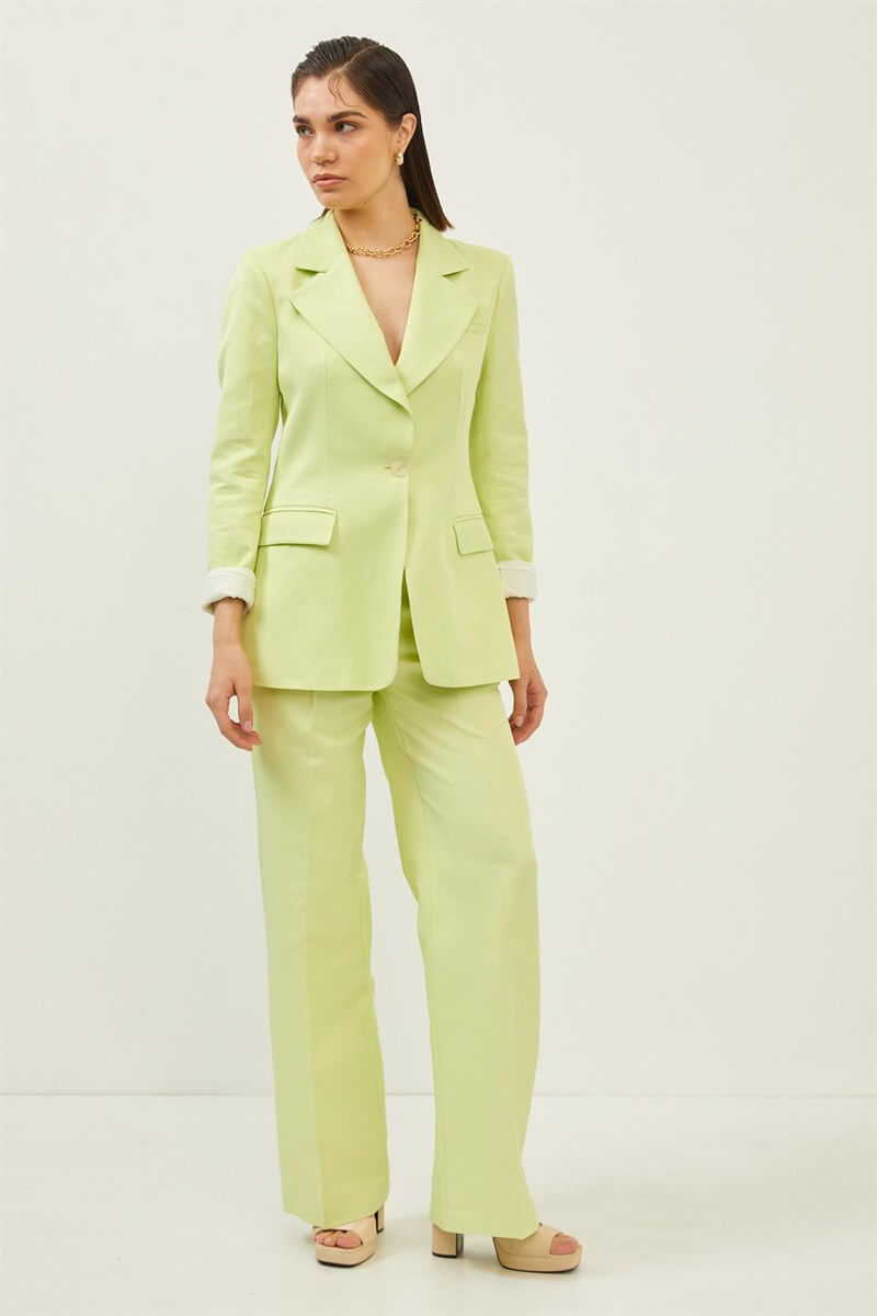 Yeşil Blazer Ceket Pantolon Takım